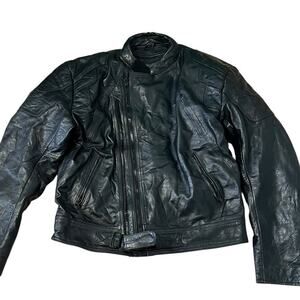 Leather Motorcycle Jacket Mens Vintage Moto Cafe Racer Biker Rider 48